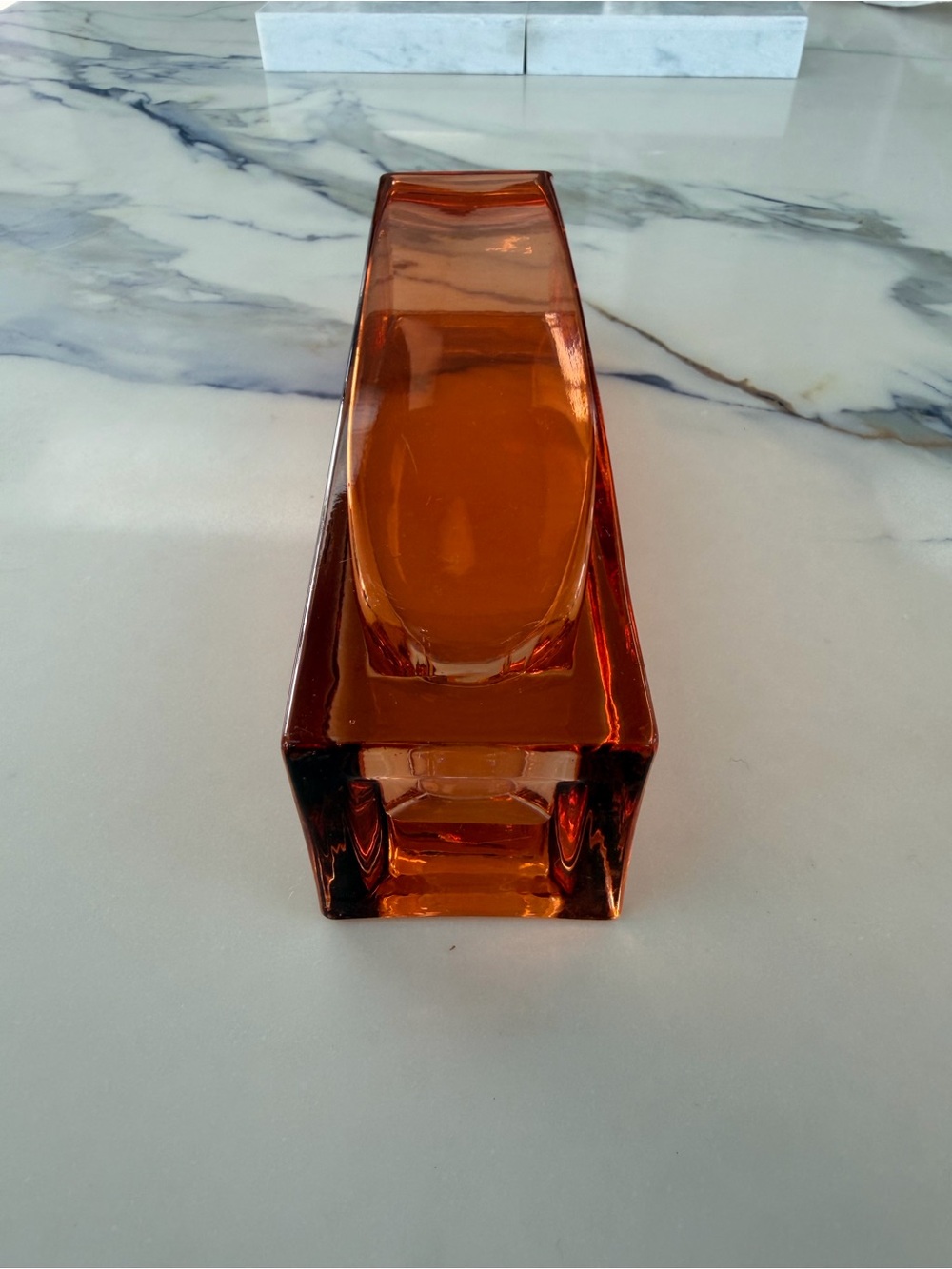 Amber Tapered Rectangular Glass Vase - Modern Accent
